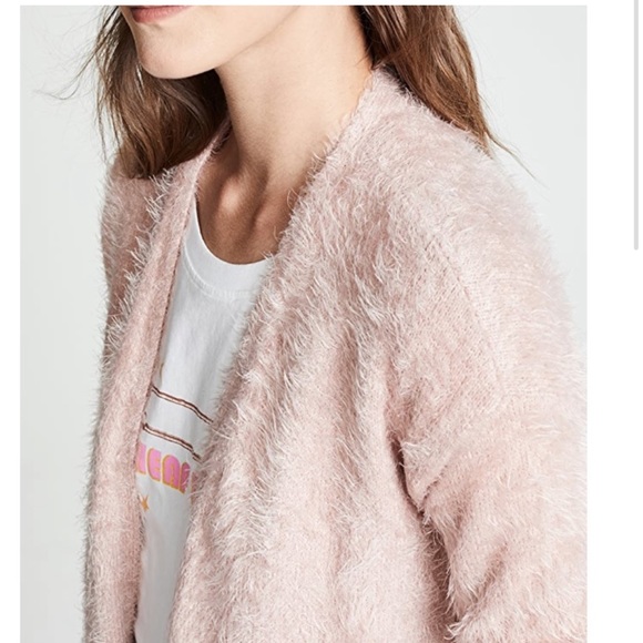 BB Dakota Love Pink Eyelash Long Duster Sweater Cardigan Womens Size XS Furry - Picture 2 of 10